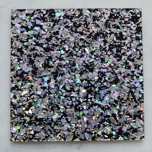 3mm Acrylic - Disco Chunky Shards Glitter - Silver Hologram *SECONDS* (0047)