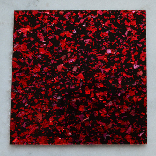 3mm Acrylic - Disco Chunky Shards Glitter - Red *SECONDS* (0040)