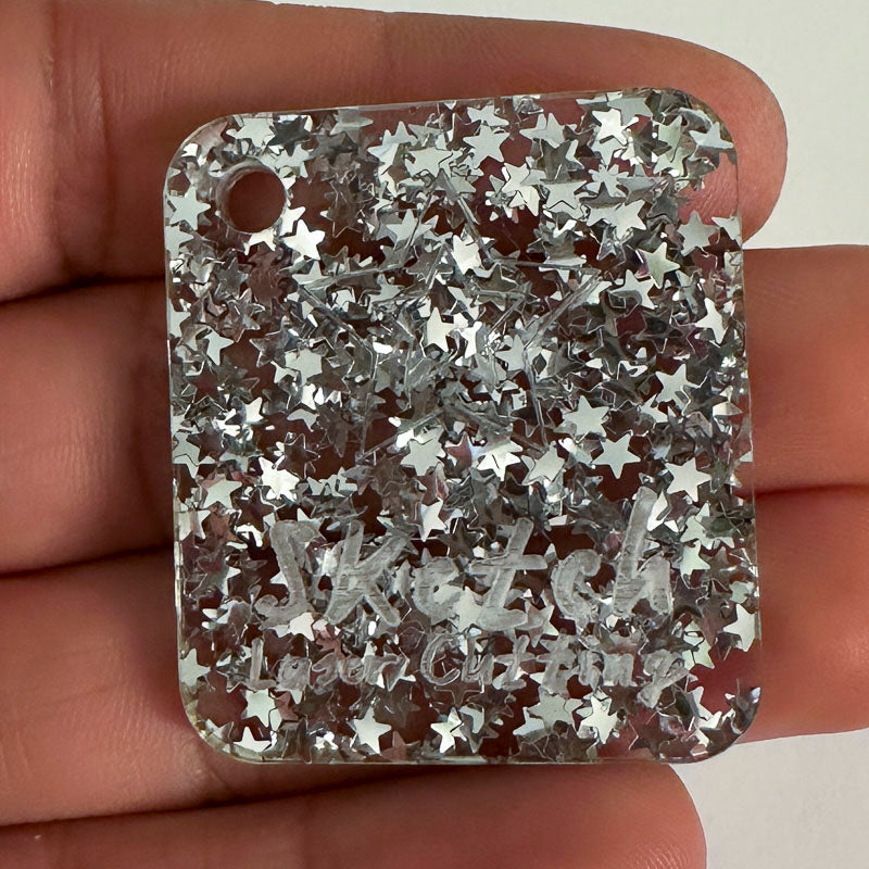 3mm Acrylic - Star Sequins Confetti - Silver