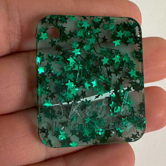 3mm Acrylic - Star Sequins Confetti - Emerald Green