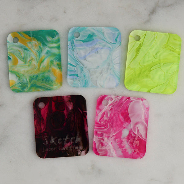 Material Sample Set Inky Marble Acrylic (x5 Swatches) Sketch Laser
