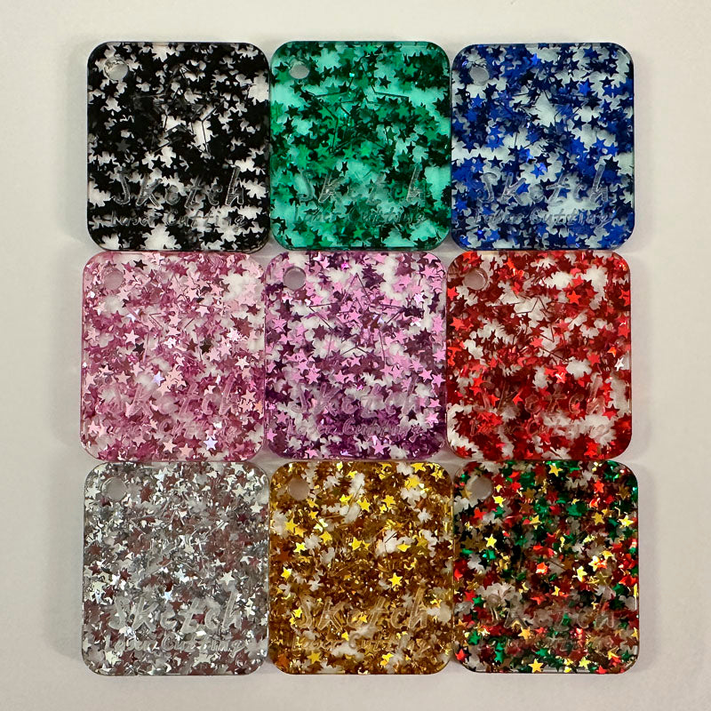 3mm Acrylic - Star Sequins Confetti - Red, Green & Gold Mix