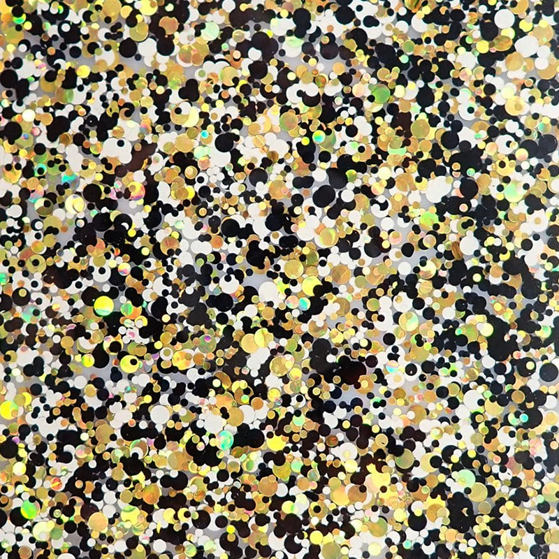 3mm Acrylic - Party Sequin Confetti Glitter - Black/ Gold (221)