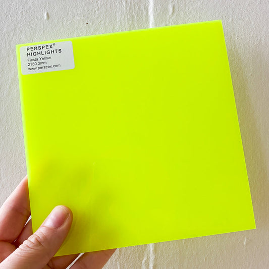 3MM ACRYLIC FLUORESCENT HIGHLIGHTS (FLUO/ NEON) SEMI-OPAQUE - YELLOW *SECONDS* (0068)
