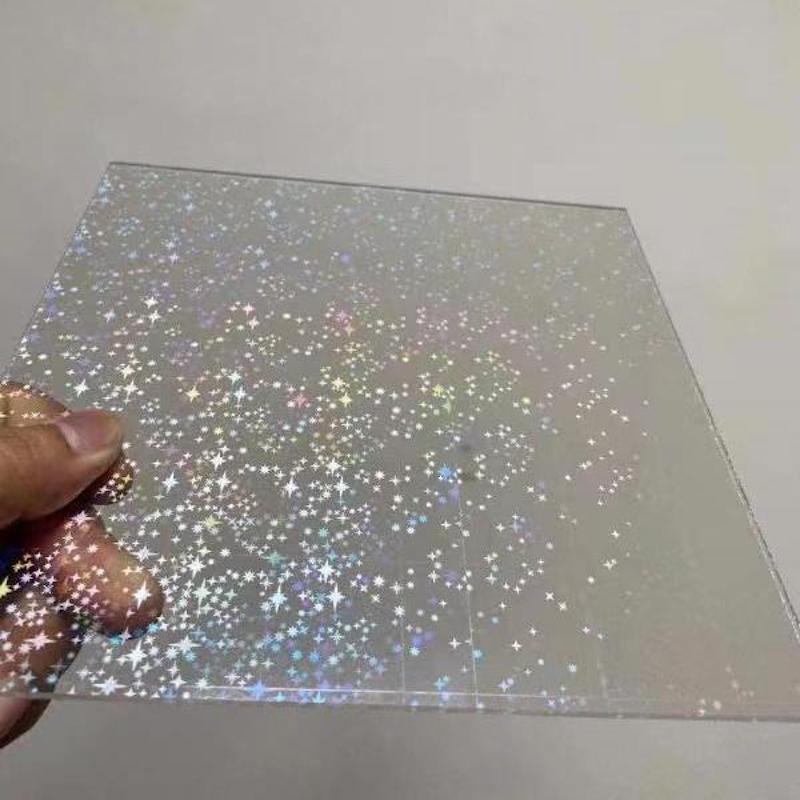 Feuille acrylique irisée étoiles holographiques de 3 mm
