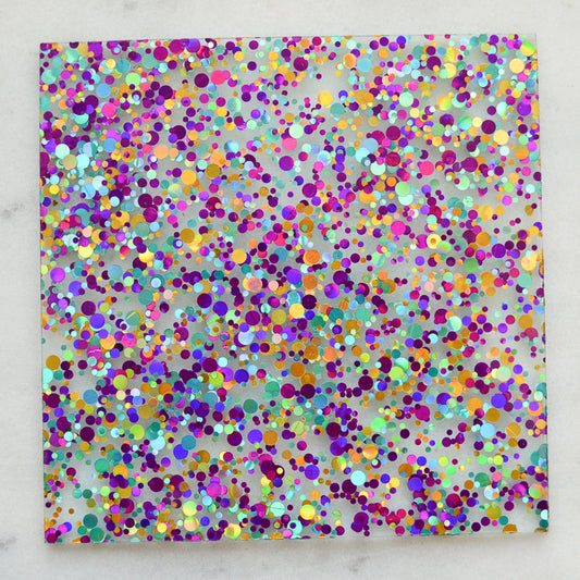 3mm Acrylic - Party Sequin Confetti Glitter - Turquoise/ Gold/ Purple (224) *SECONDS* (0034)