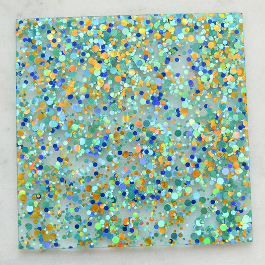 3mm Acrylic - Party Sequin Confetti Glitter - Gold/ turquoise/ blue (227) *SECONDS* (0054)