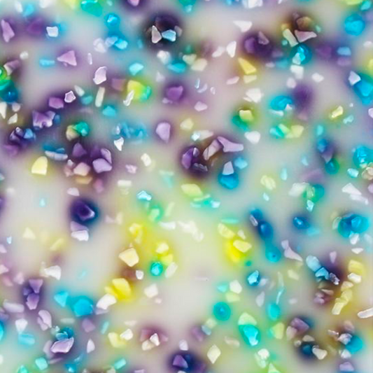 Acrylique 3 mm - Crème glacée aux cristaux de bonbons - Violet, jaune et bleu 