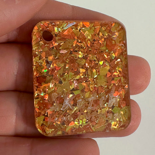 3mm Acrylic - Holographic Confetti Shards Glitter - Orange & Gold Sunset