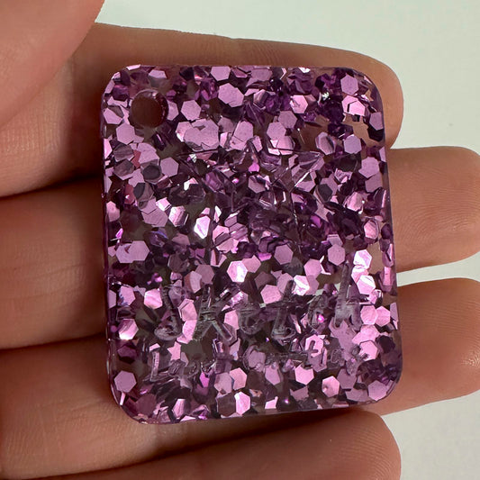 3mm Acrylic - Chunky Hex Fleck Glitter - Lilac Purple
