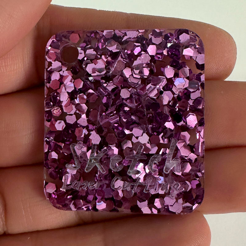 3mm Acrylic - Chunky Hex Fleck Glitter - Lilac Purple