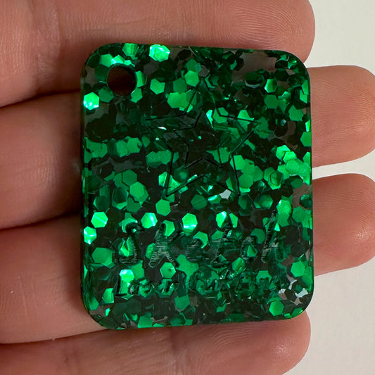 3mm Acrylic - Chunky Hex Fleck Glitter - Emerald Green