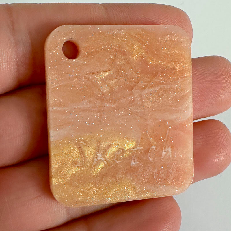 3mm Acrylic - Golden Shimmer Marble - Peach & Gold