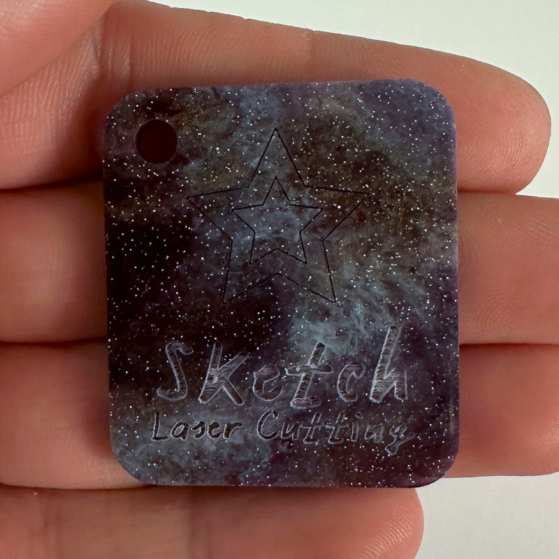 3mm Acrylic Golden Shimmer Marble Deep Purple & Gold Sketch Laser