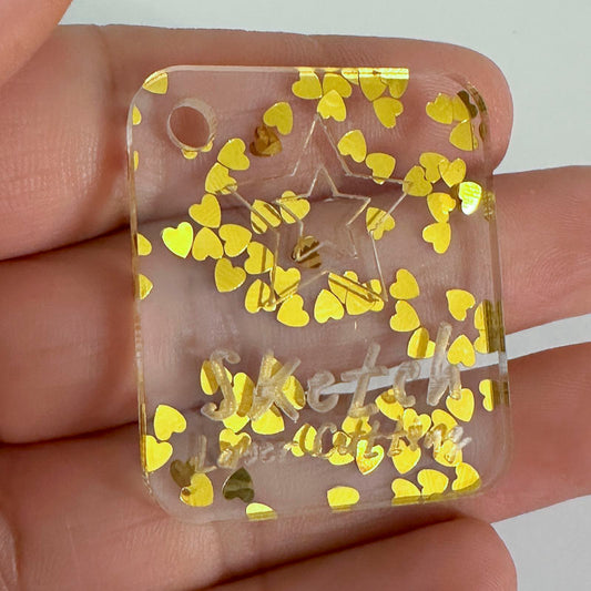 3mm Acrylic - Heart Sequins Confetti - Gold