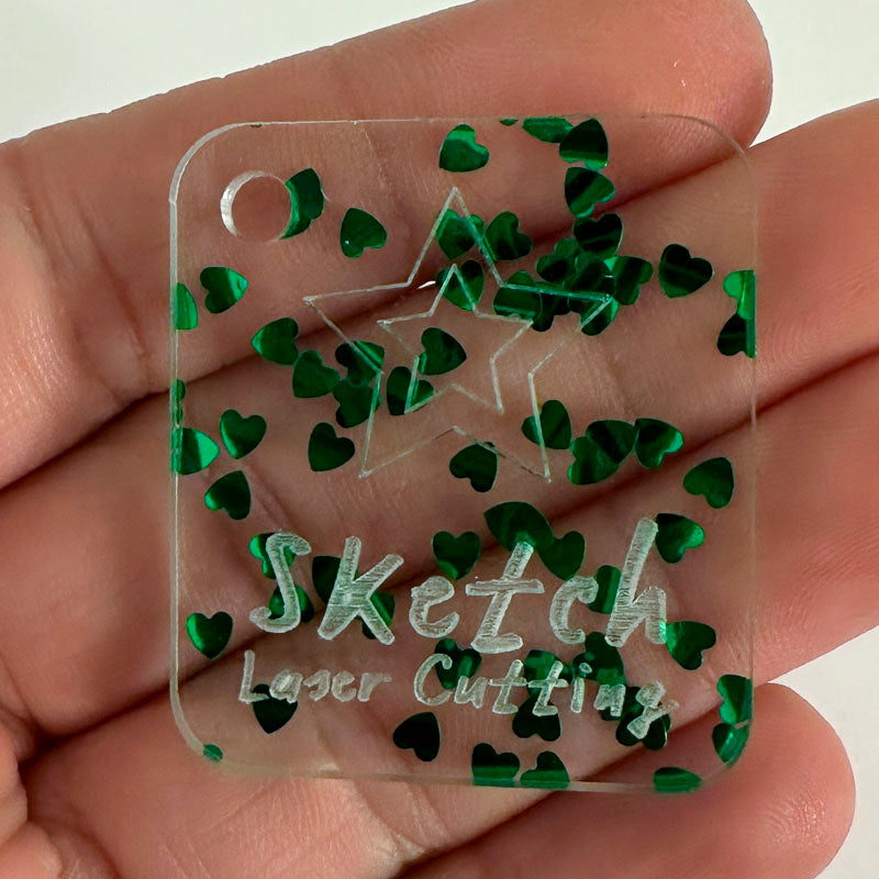 3mm Acrylic - Heart Sequins Confetti - Emerald Green