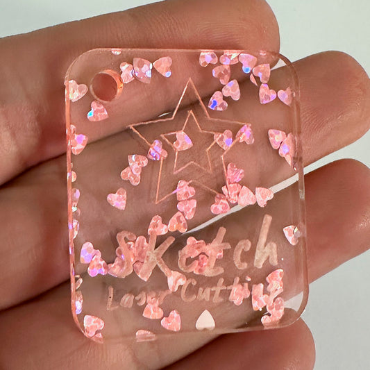 3mm Acrylic - Heart Sequins Confetti - Holographic Peach