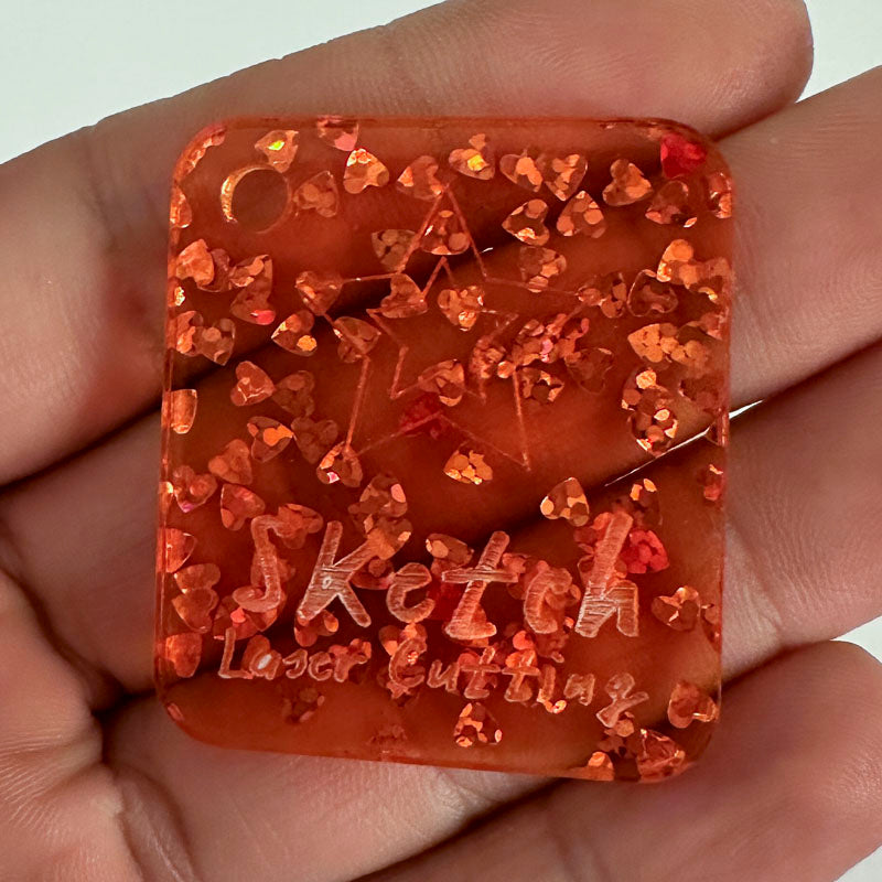 3mm Acrylic - Heart Sequins Confetti - Holographic Orange