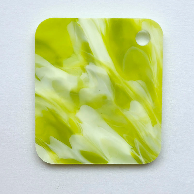 3mm Acrylic - Inky Marble - Lime green, white