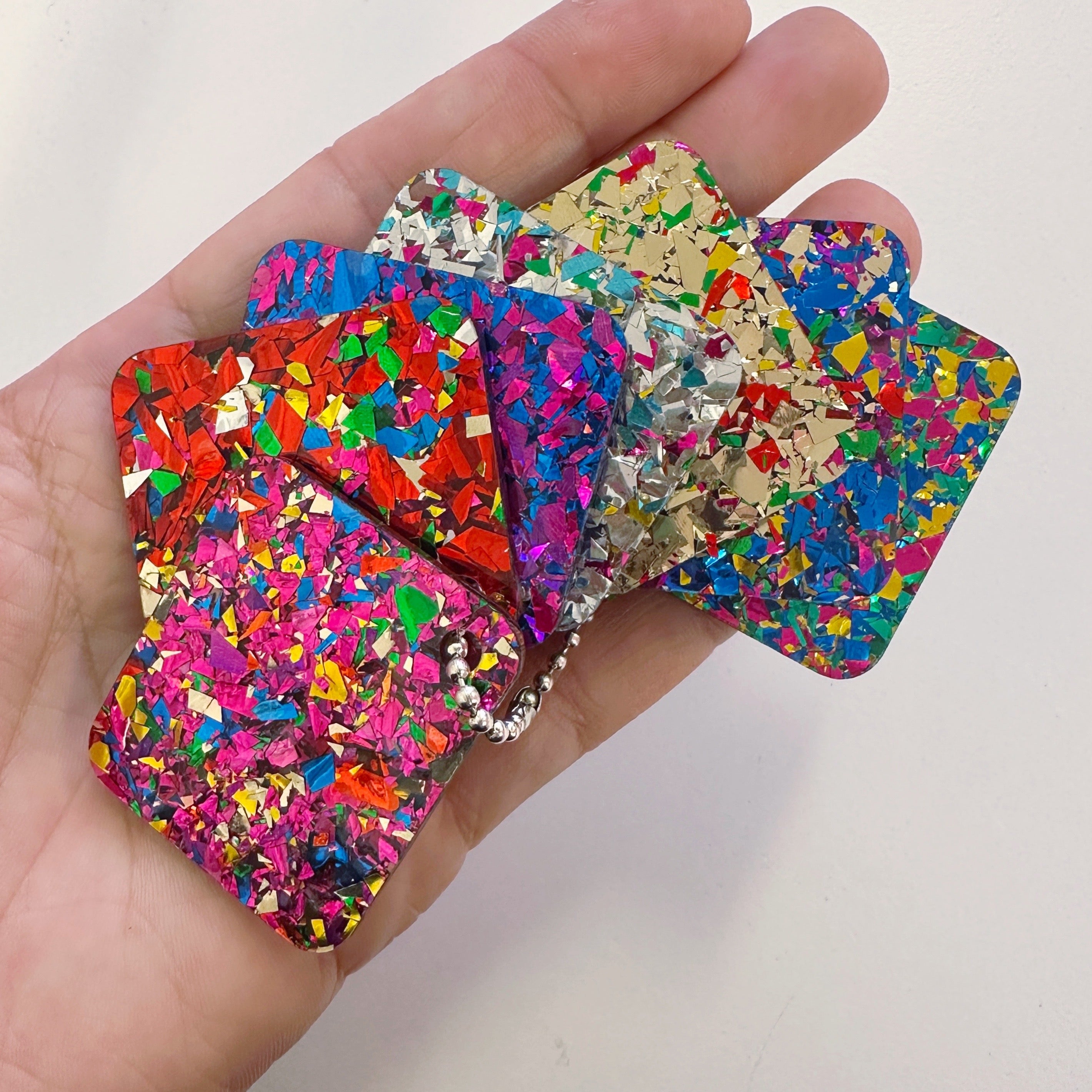 3mm Acrylic - Festival Confetti Glitter - Blue Rainbow