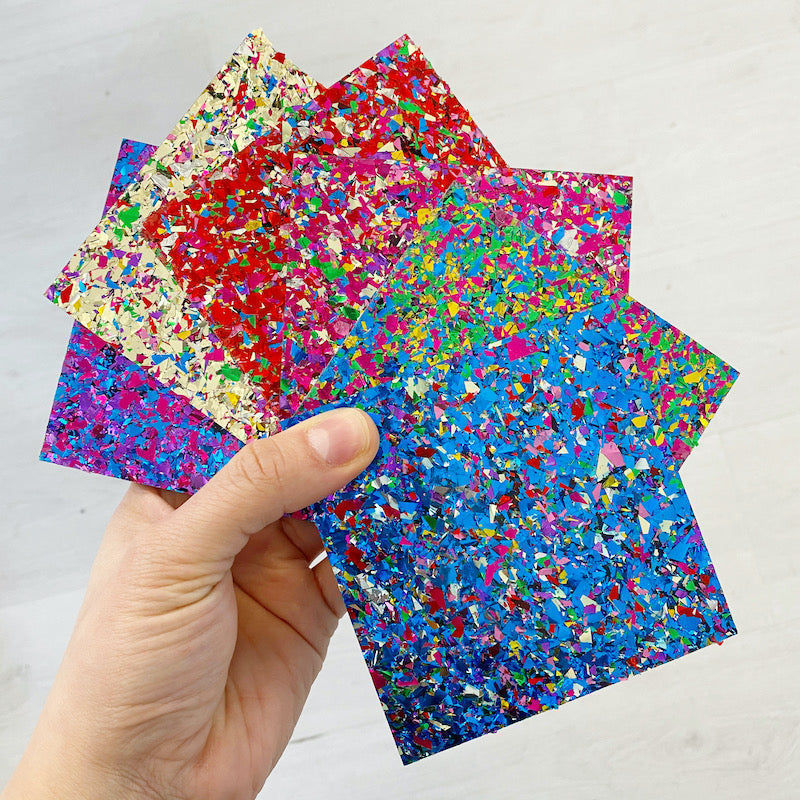 Acrylique 4 mm - Festival Confetti Glitter - Gunmetal Rainbow