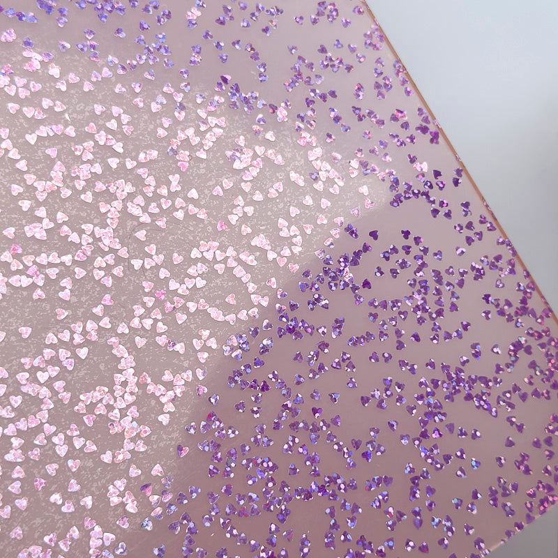 3mm Acrylic - Heart Sequins Confetti - Holographic Pink