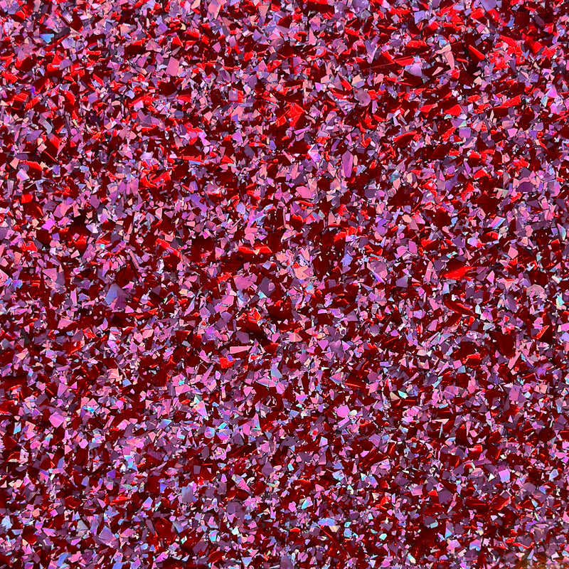 3mm Acrylic - Holographic Confetti Shards Glitter - Red & Pink Berry Smoothie