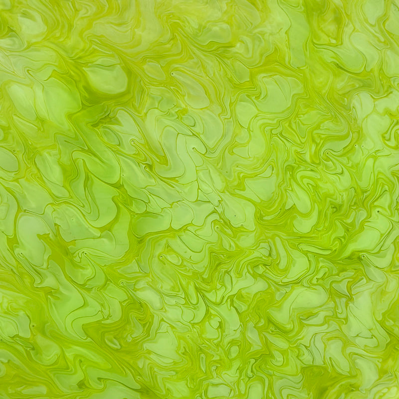 3mm Acrylic - Inky Marble - Lime green, white