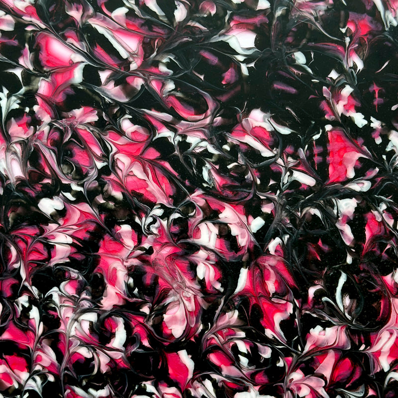 3mm Acrylic - Inky Marble - Black, Pink, White