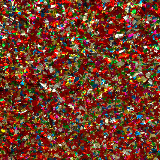 3mm Acrylic - Festival Confetti Glitter - Red Rainbow