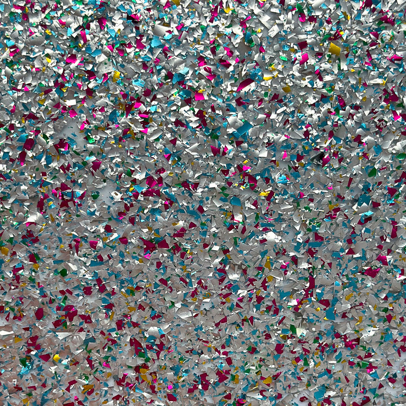 3mm Acrylic - Festival Confetti Glitter - Silver Rainbow