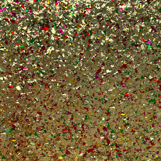 3mm Acrylic - Festival Confetti Glitter - Gold Rainbow