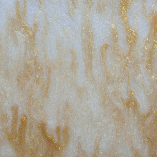 3mm Acrylic - Golden Shimmer Marble - Cream & Gold