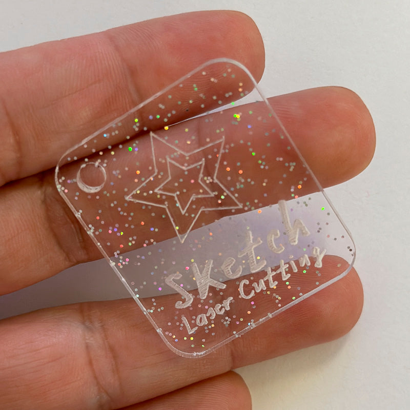 3mm Acrylic - Clear With Holographic Silver Glitter