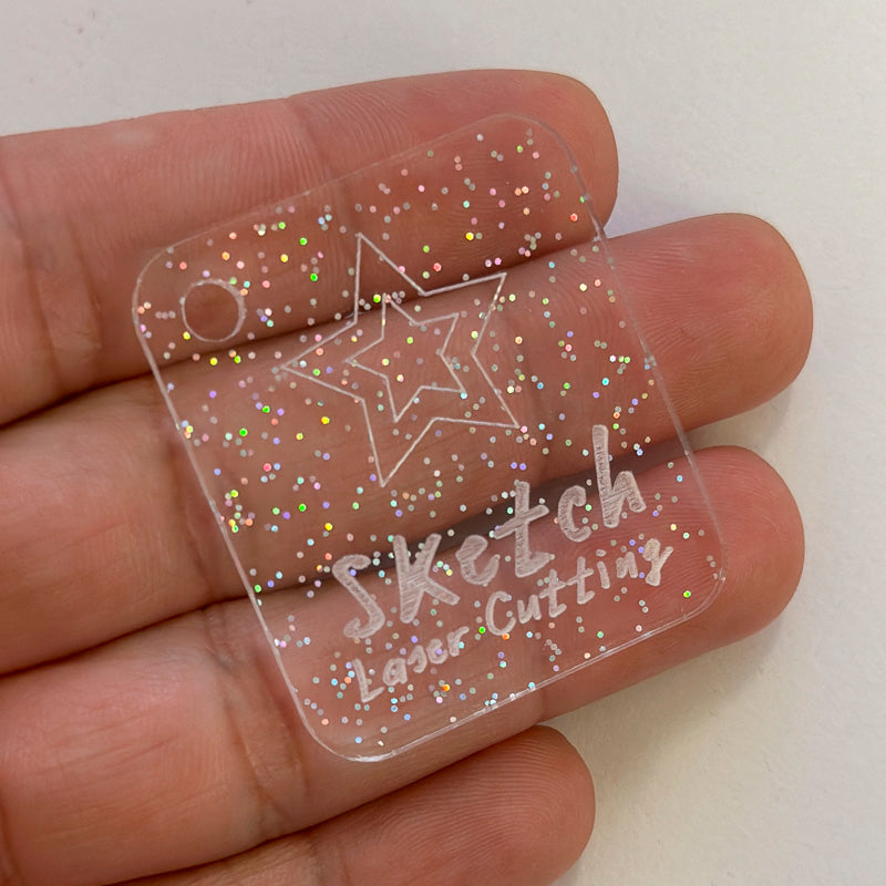 3mm Acrylic - Clear With Holographic Silver Glitter