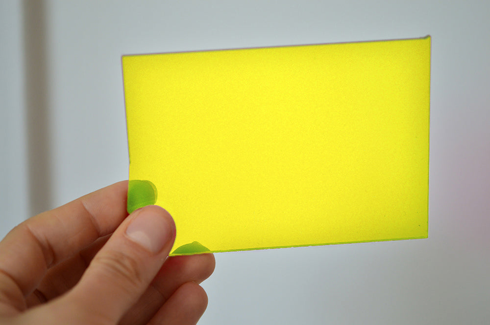 3MM ACRYLIC FLUORESCENT (FLUO/ NEON) TRANSPARENT - YELLOW *SECONDS* (0078)