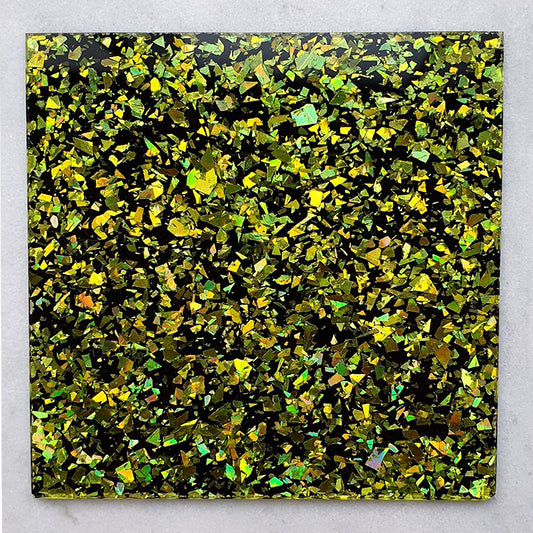 Acrílico de 3 mm - Disco Chunky Shards Glitter - Verde lima 