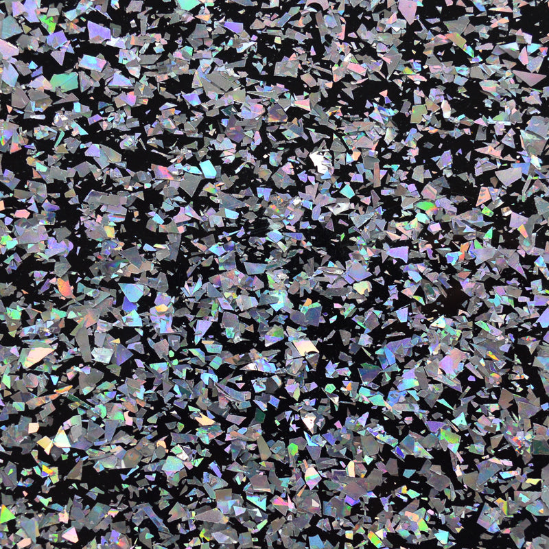 Acrylique 3mm - Disco Chunky Shards Glitter - Hologramme argenté 