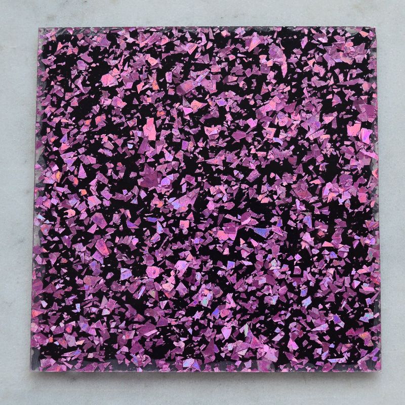 Acrylique 3mm - Disco Chunky Shards Glitter - Hologramme rose mauve vif 