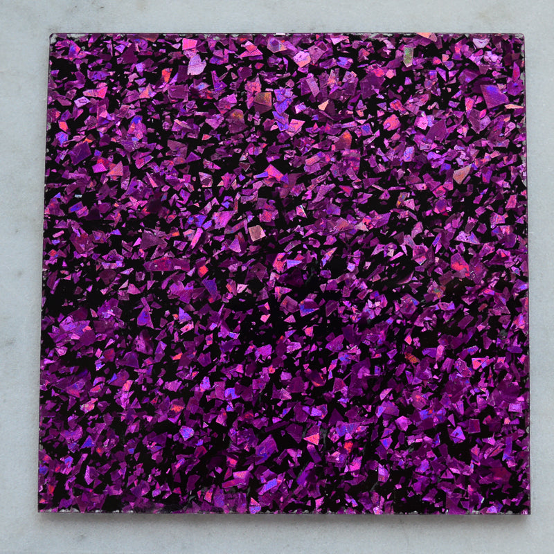 Acrílico de 3 mm - Disco Chunky Shards Glitter - Holograma púrpura 