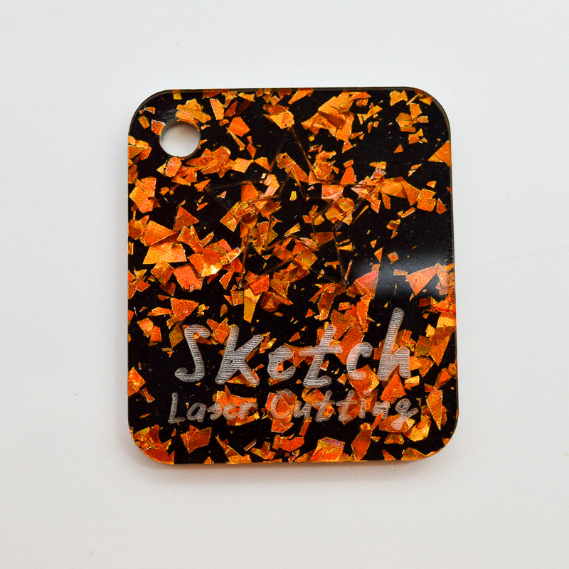 Acrylique 3mm - Disco Chunky Shards Glitter - Hologramme Orange 