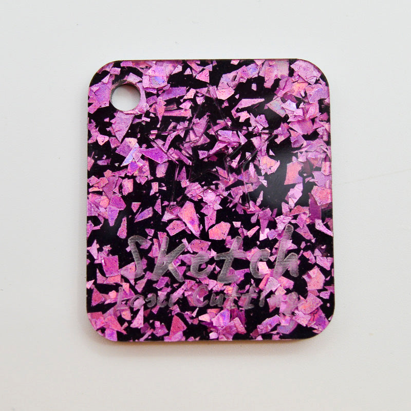 3mm Acrylic - Disco Chunky Shards Glitter - Bright Mauve Pink Hologram