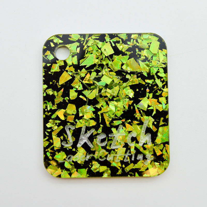 Acrylique 3 mm - Disco Chunky Shards Glitter - Vert lime 