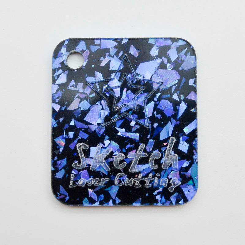 Acrílico de 3 mm - Disco Chunky Shards Glitter - Azul 