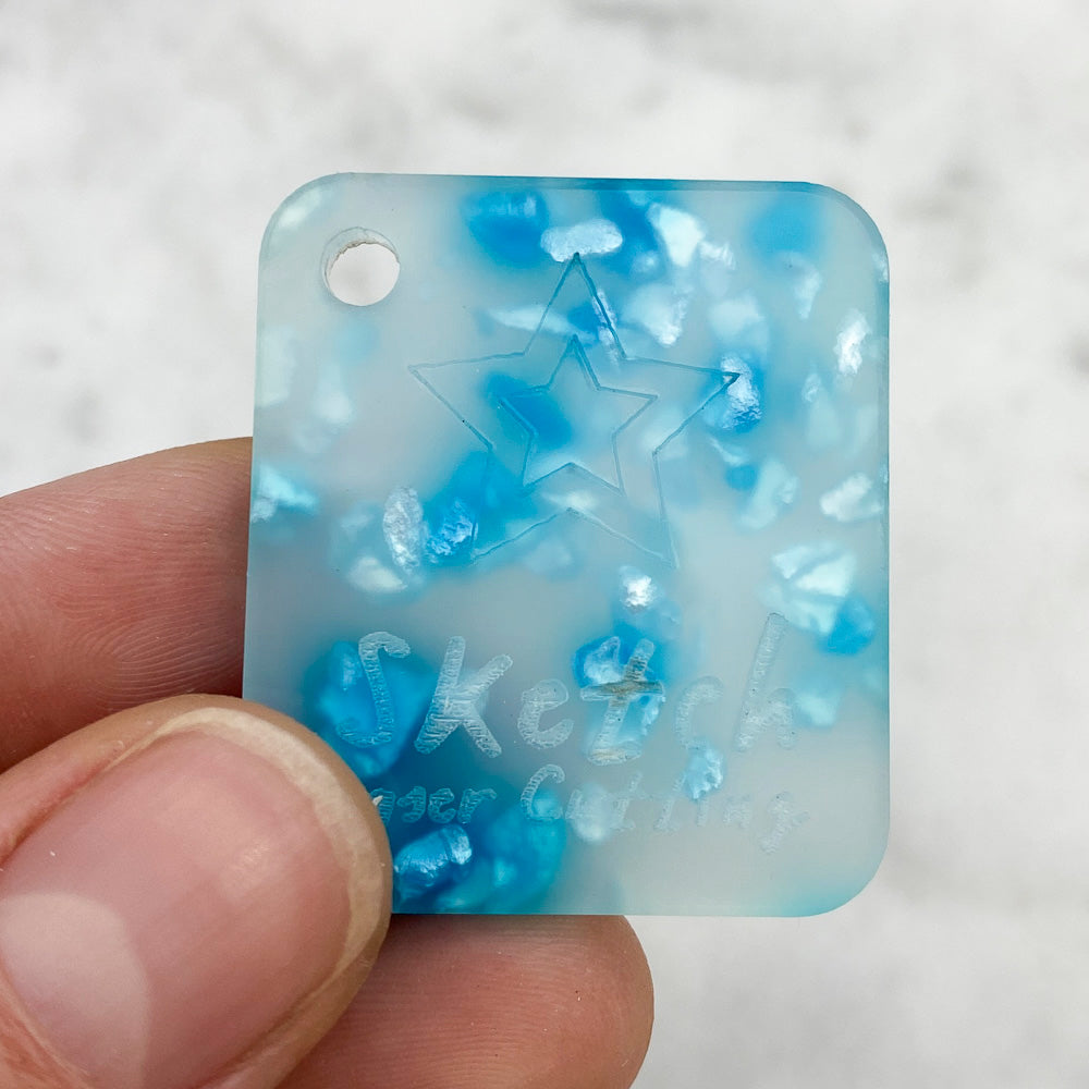 Acrílico de 3 mm - Helado de cristales de caramelo - Azul cian/turquesa/plata