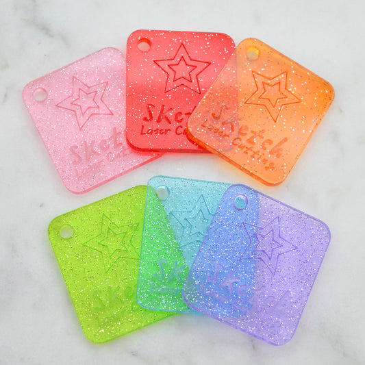 Material Sample Set - Clear Coloured Glitter (x6 Swatches)