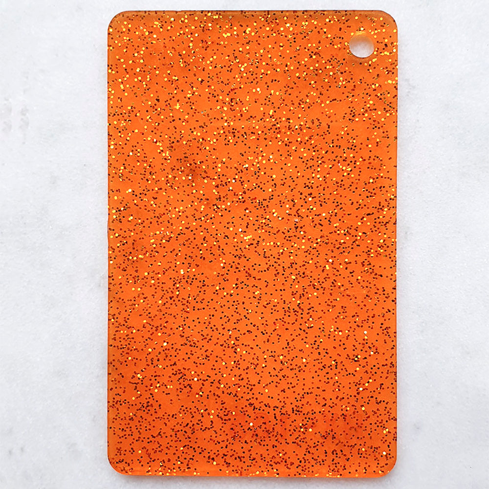 3mm Acrylic - Clear Colour Glitter - Orange