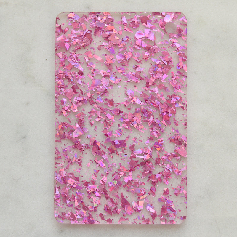 Acrylique 3 mm – Transparent Disco Chunky Shards Glitter – Rose bébé 