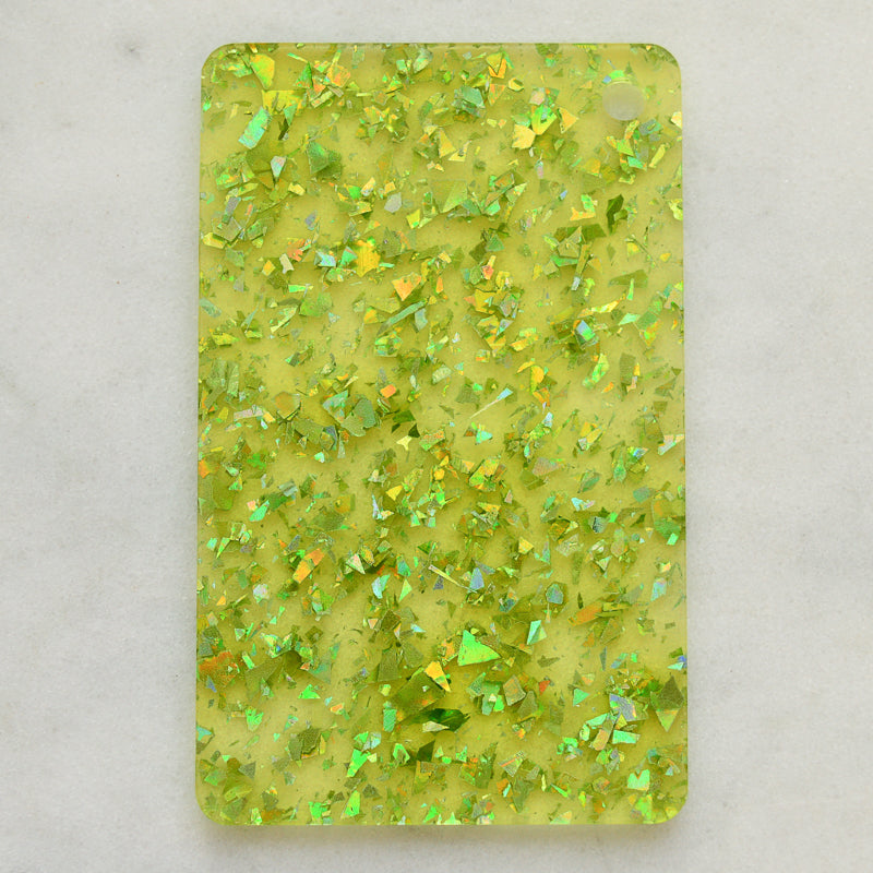 Acrílico de 3 mm - Brillo de fragmentos gruesos de discoteca transparente - Verde lima 