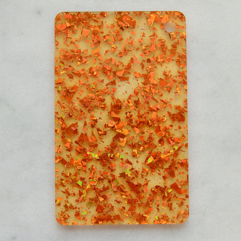 Acrylique 3 mm – Transparent Disco Chunky Shards Glitter – Orange 